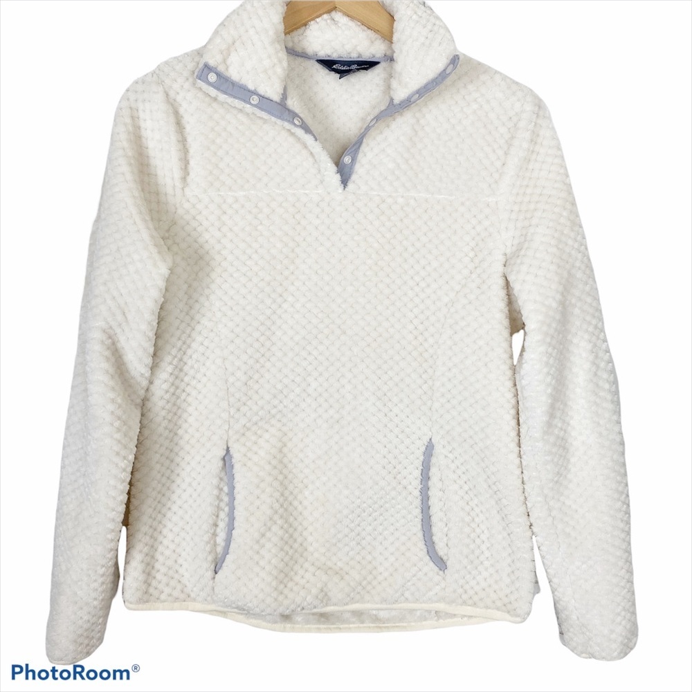 EDDIE BAUER Off-White Diamond Quilted Pullover XS